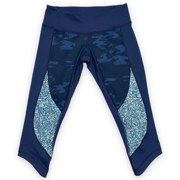 LULULEMON Wunder Under Full On Luon Sashiko Navy Camo Leggings - Size 8 - Picture 2 of 9